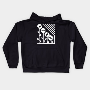 White Mechanical Flowers - Black Kids Hoodie